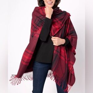 Belle by Kim Gravel Red and Black Plaid Wrap